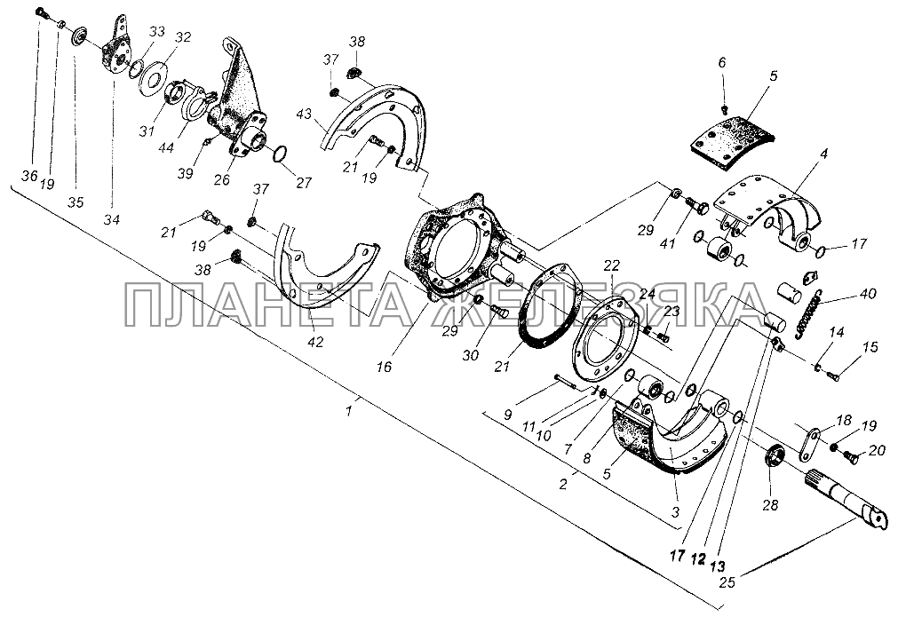 Тормозной механизм передних колес МАЗ-54326